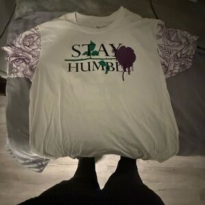 Stay Humble White and Purple Graphic Tee
